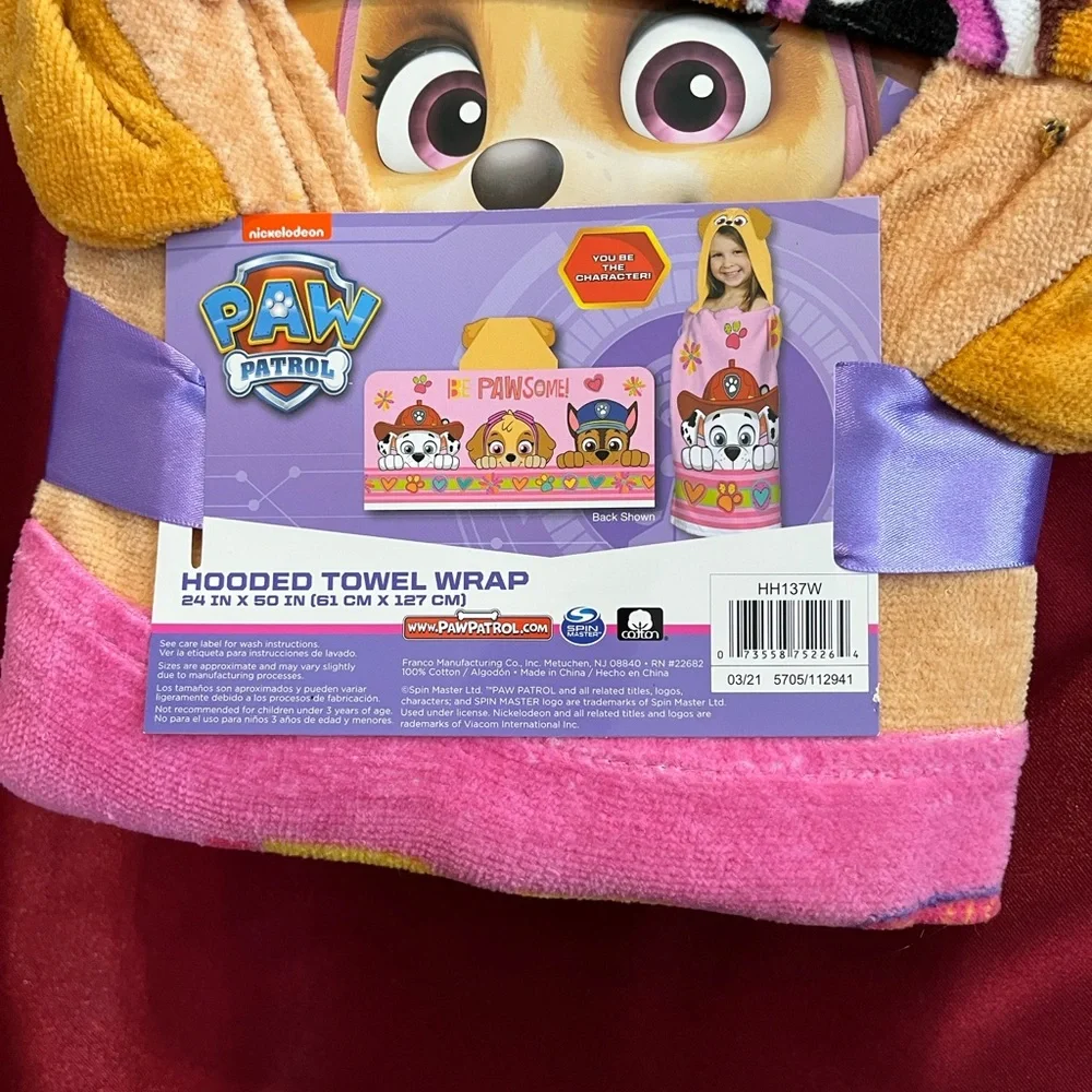 Kids Hooded Towel Wrap - Pink and Brown